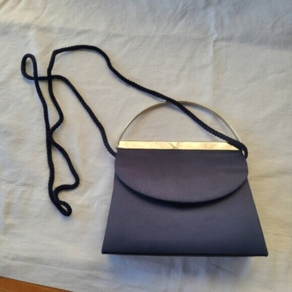 Vintage Blue Satin Mini Handbag - Picture 10 of 11